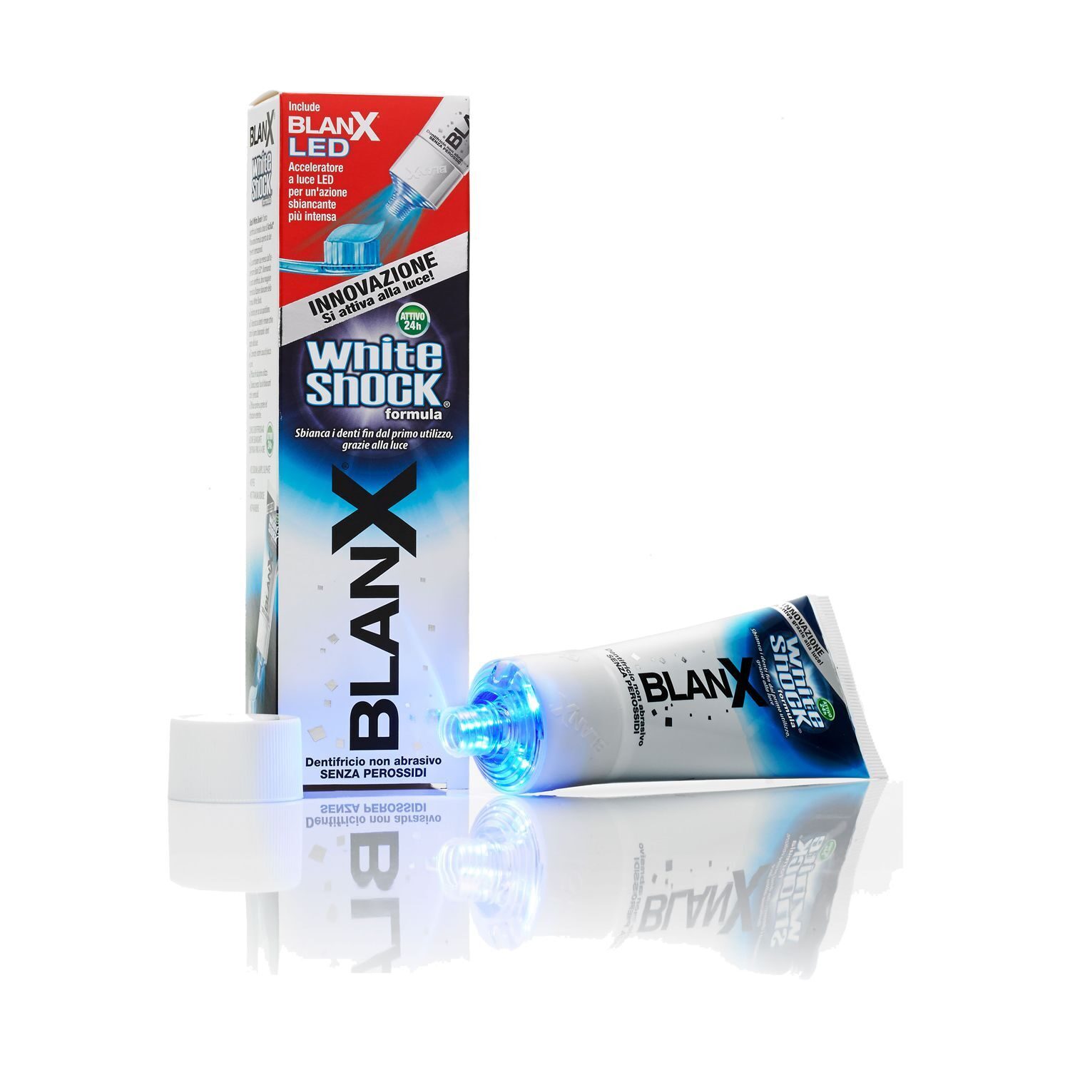 Паста blanx white. Зубная паста Blanx White Shock. Отбеливающая зубная паста White Shock instant White, Blanx, 75 мл.. Отбеливающая зубная паста White Shock, 50 мл + led колпачок, Blanx. Blanx White Shock Glam smile Gel Pen.